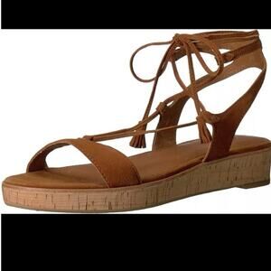 Frye Miranda Gladiator Cork Platform Wedge Sandals Nutmeg Lace Up Suede Size 8